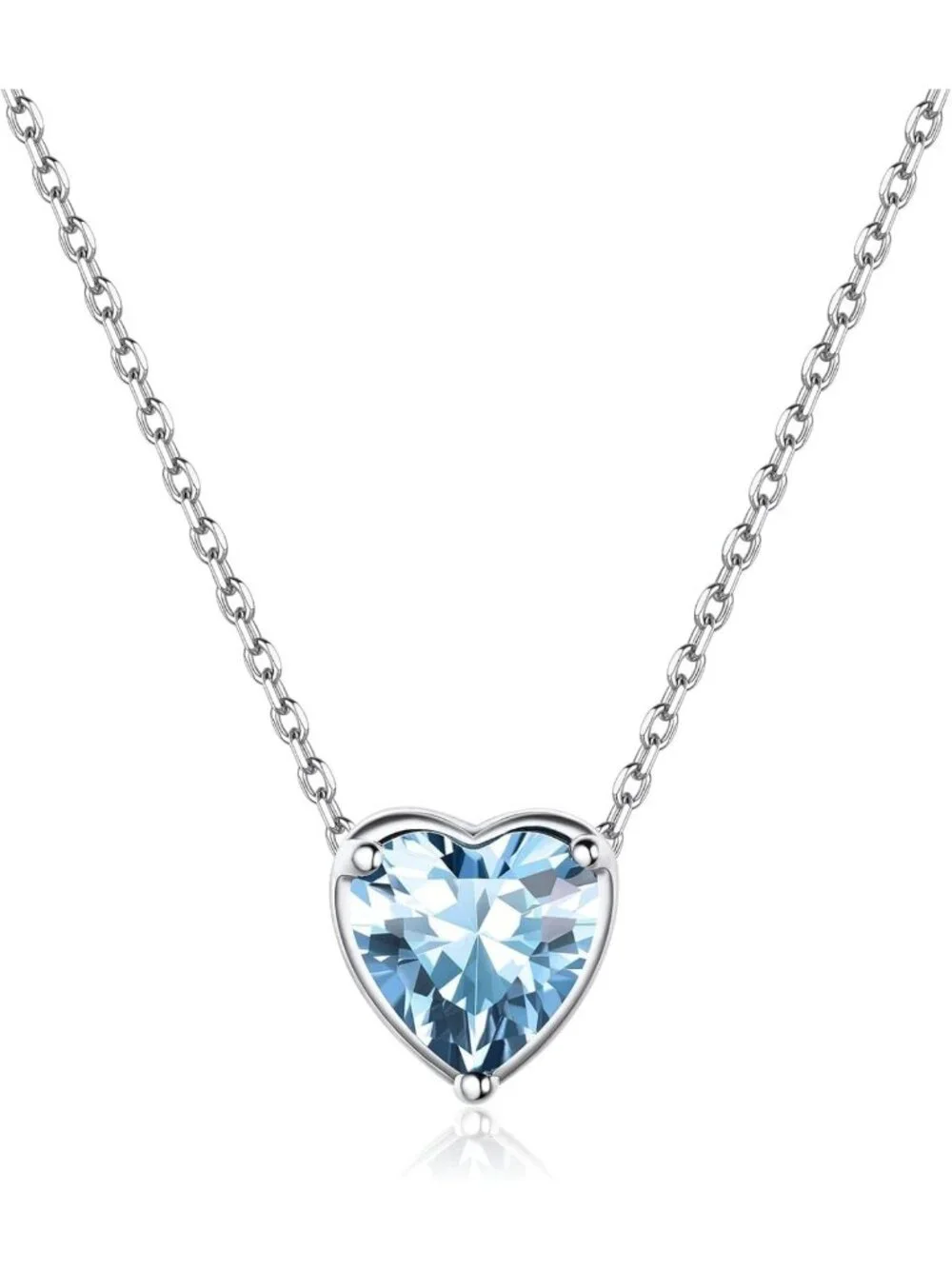 925 Sterling Silver Birthstone Pendant Necklace - 12 Months Sparkling Round Cut